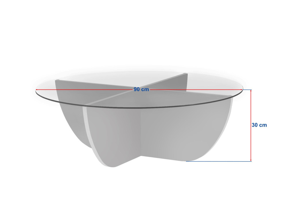 Salontafel Liya" glas 90 x 90 x 30 cm - Saffier eik