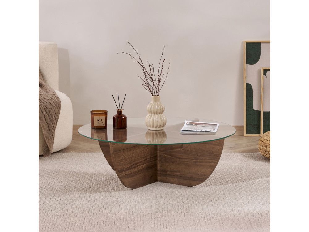 Glazen salontafel "Liya" 90 x 90 x 30 cm - Notelaar