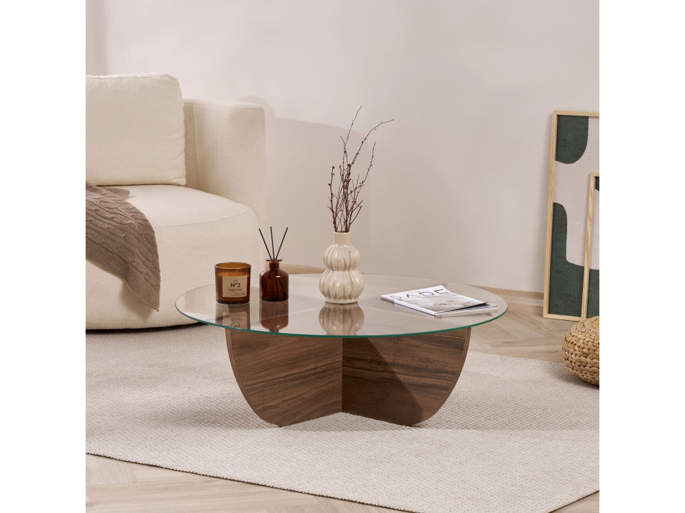 Glazen salontafel "Liya" 90 x 90 x 30 cm - Notelaar