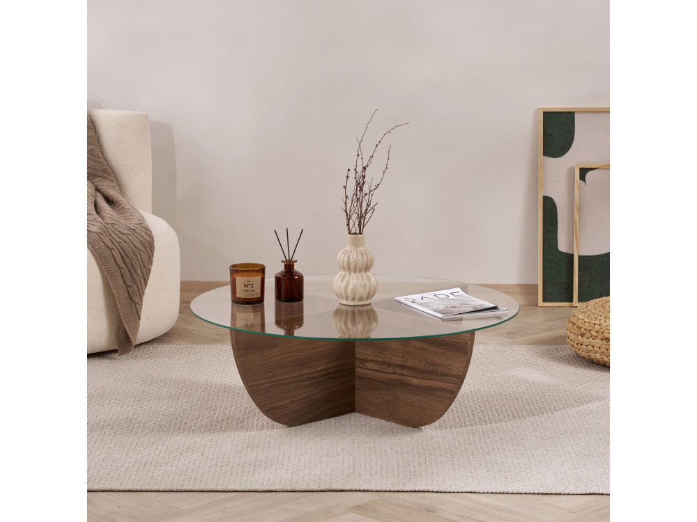 Glazen salontafel "Liya" 90 x 90 x 30 cm - Notelaar