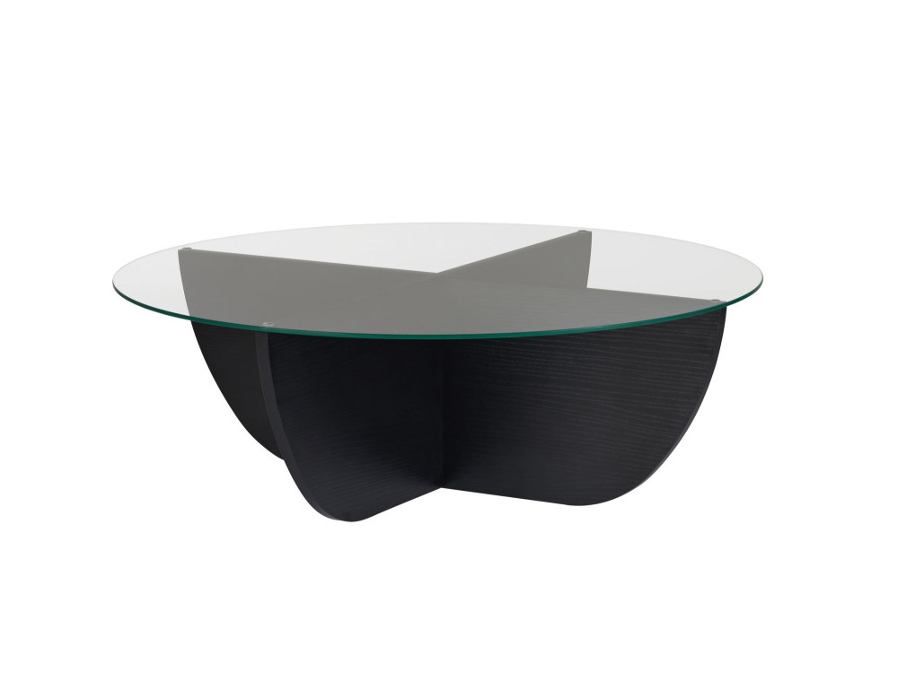 Salontafel Liya" glas 90 x 90 x 30 cm - Zwart hout