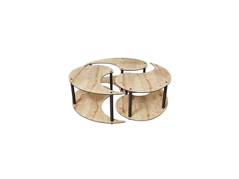 Houten salontafelset "Yin" 70 x 70 x 38 cm - Eik