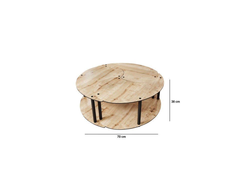 Houten salontafelset "Yin" 70 x 70 x 38 cm - Eik