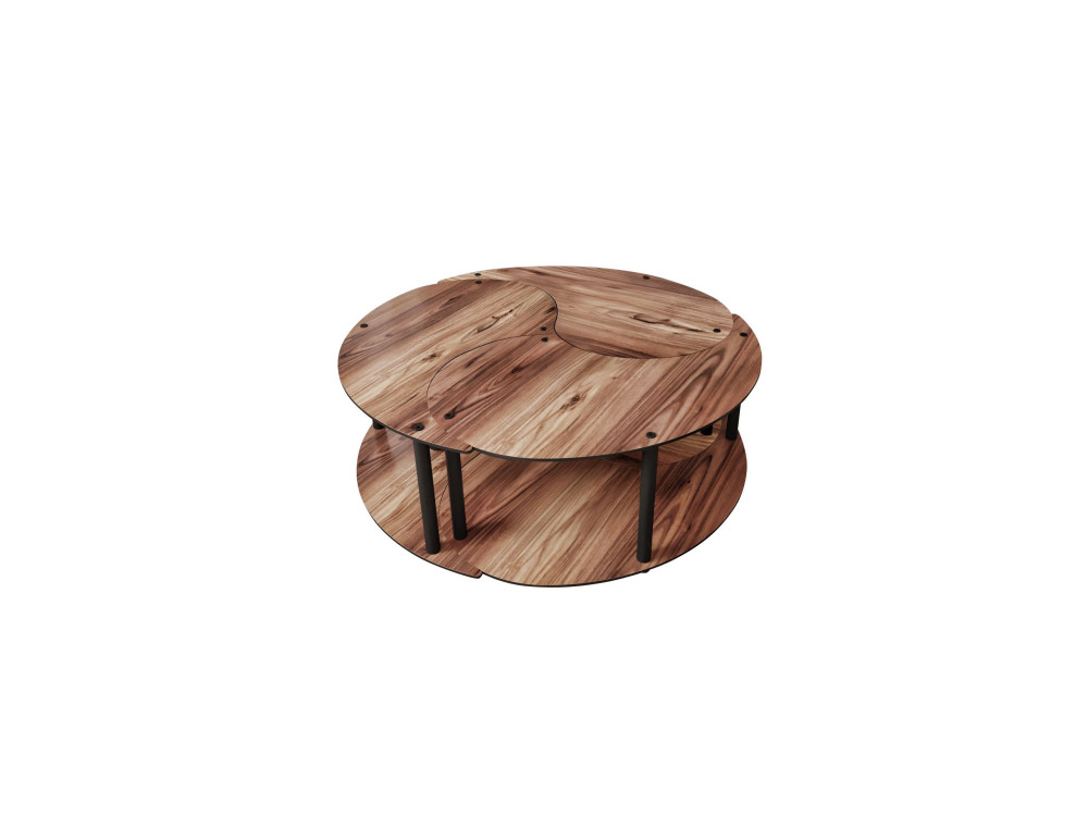 Houten salontafelset "Yin" 70 x 70 x 38 cm - Notelaar