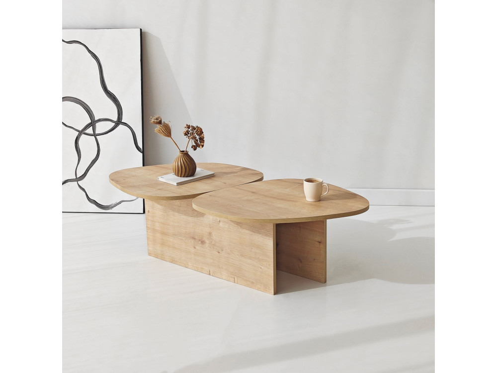 Houten salontafel "Stones" 125 x 60 x 38 cm - Saffier eik