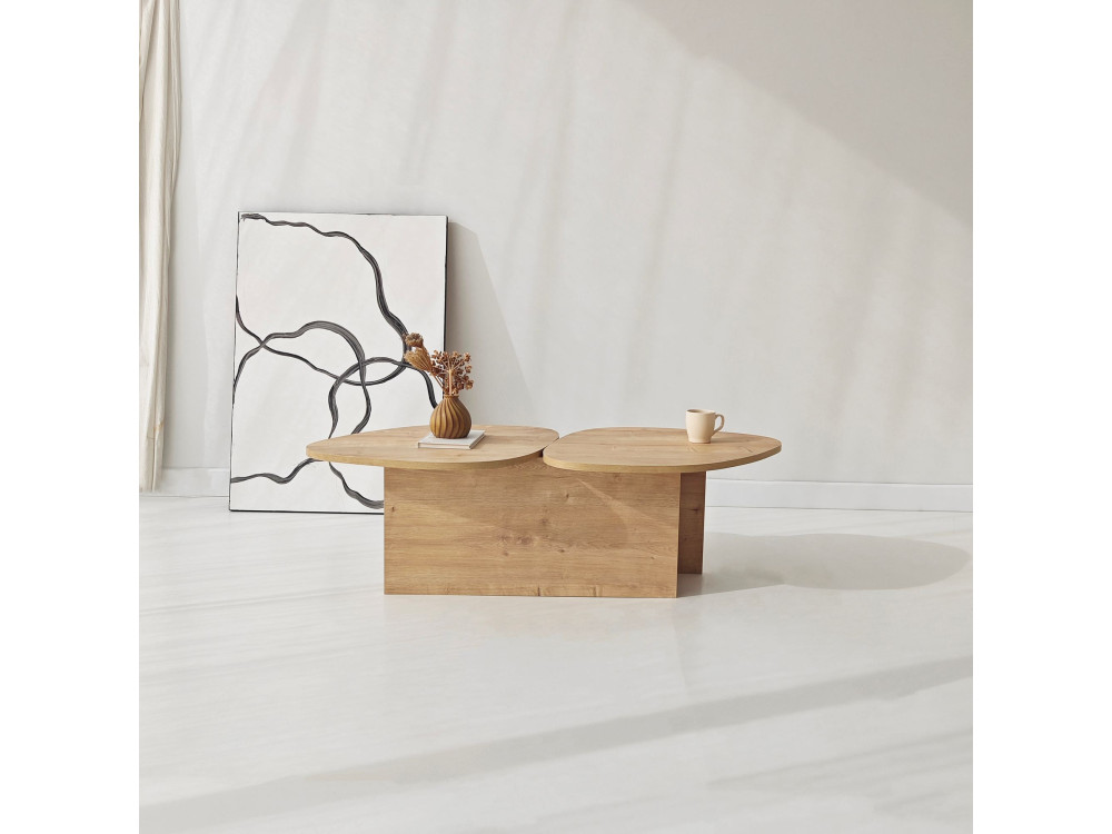 Houten salontafel "Stones" 125 x 60 x 38 cm - Saffier eik
