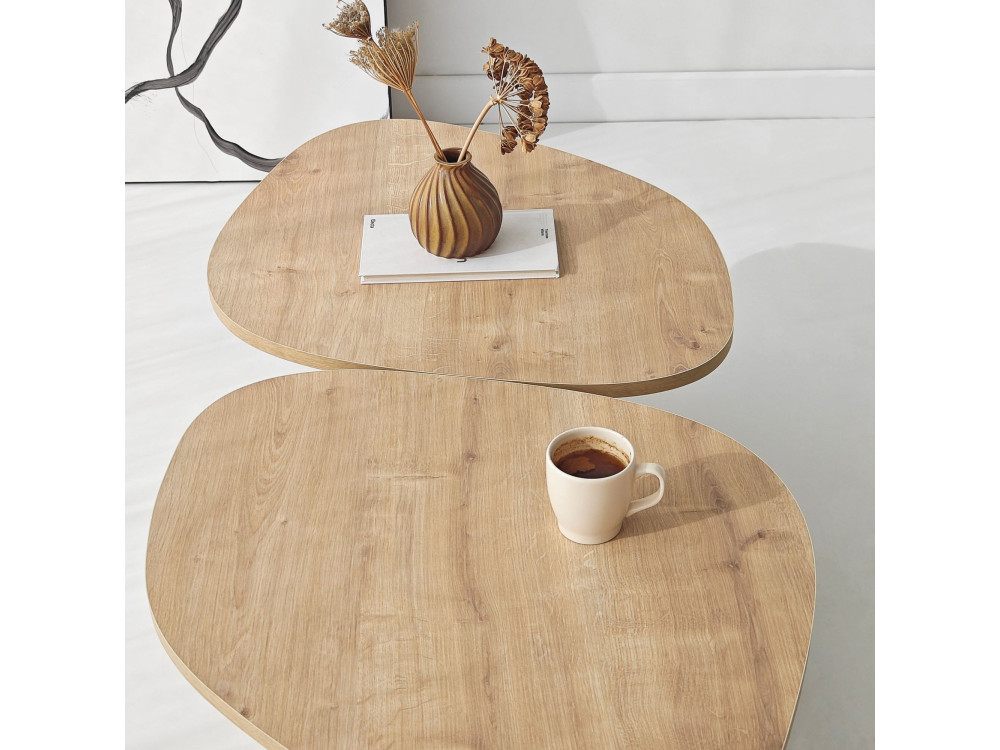 Houten salontafel "Stones" 125 x 60 x 38 cm - Saffier eik