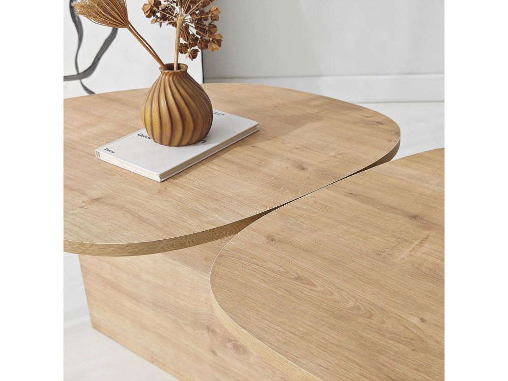 Houten salontafel "Stones" 125 x 60 x 38 cm - Saffier eik