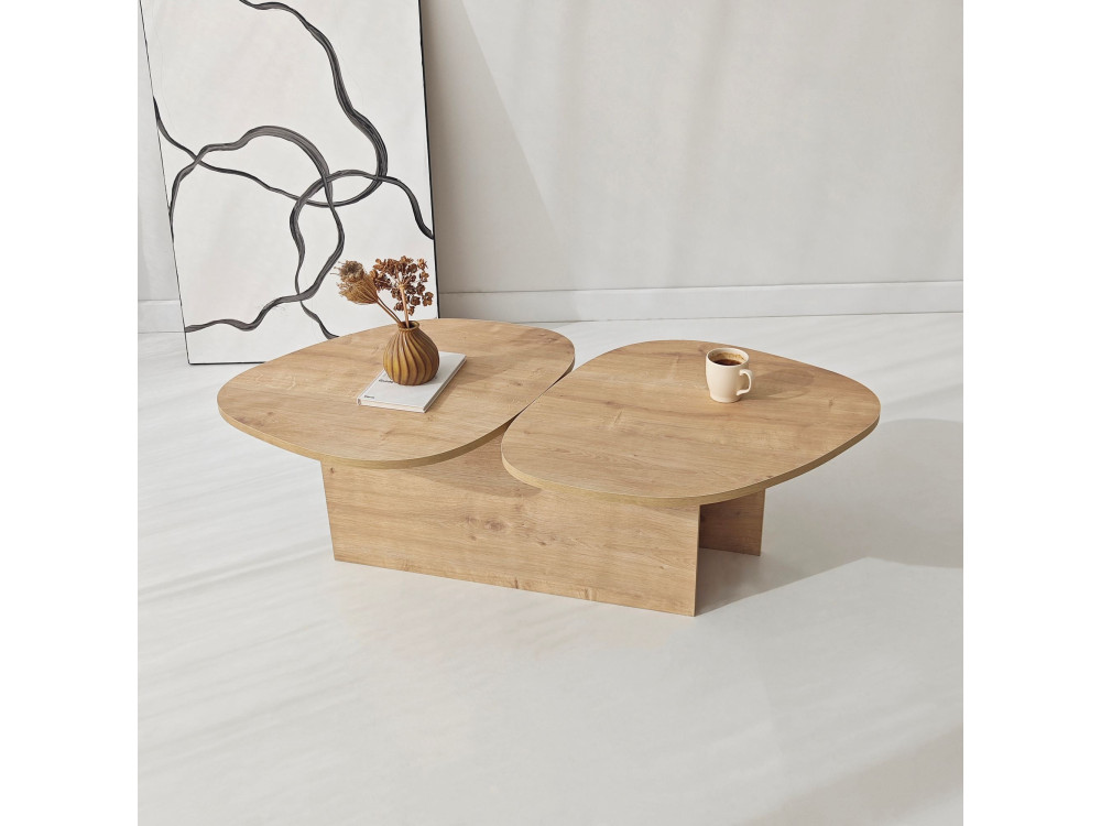 Houten salontafel "Stones" 125 x 60 x 38 cm - Saffier eik