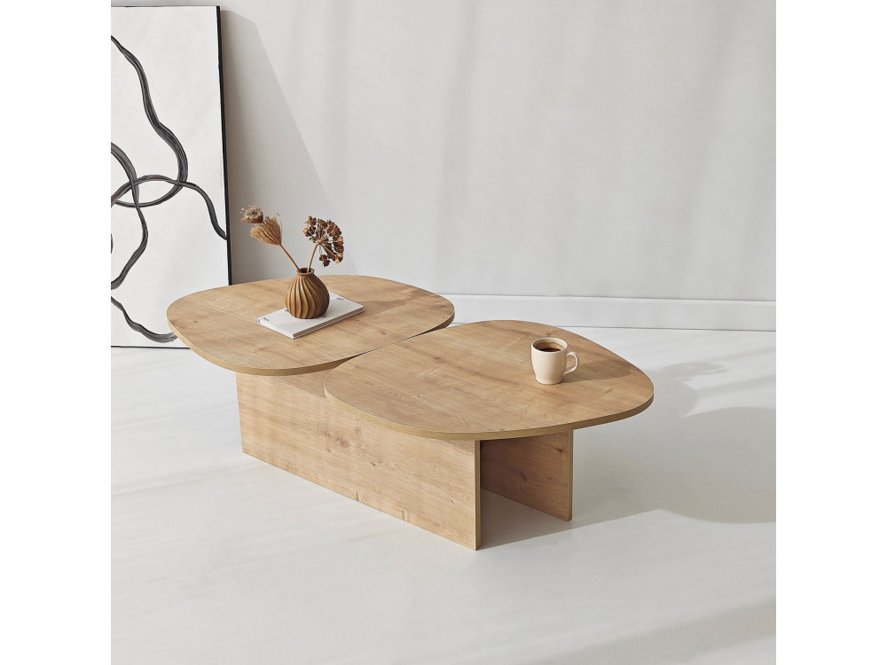 Houten salontafel "Stones" 125 x 60 x 38 cm - Saffier eik