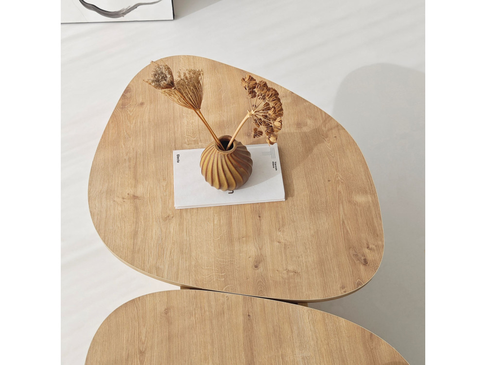 Houten salontafel "Stones" 125 x 60 x 38 cm - Saffier eik