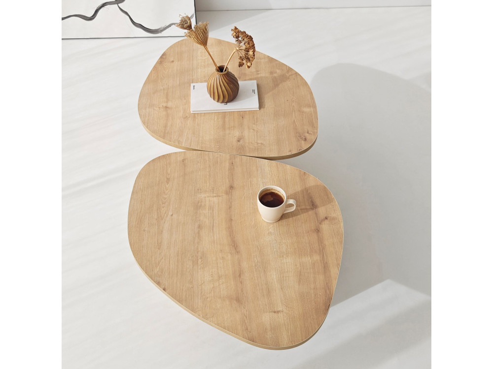Houten salontafel "Stones" 125 x 60 x 38 cm - Saffier eik