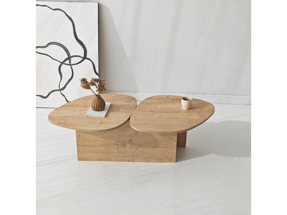 Houten salontafel "Stones" 125 x 60 x 38 cm - Saffier eik