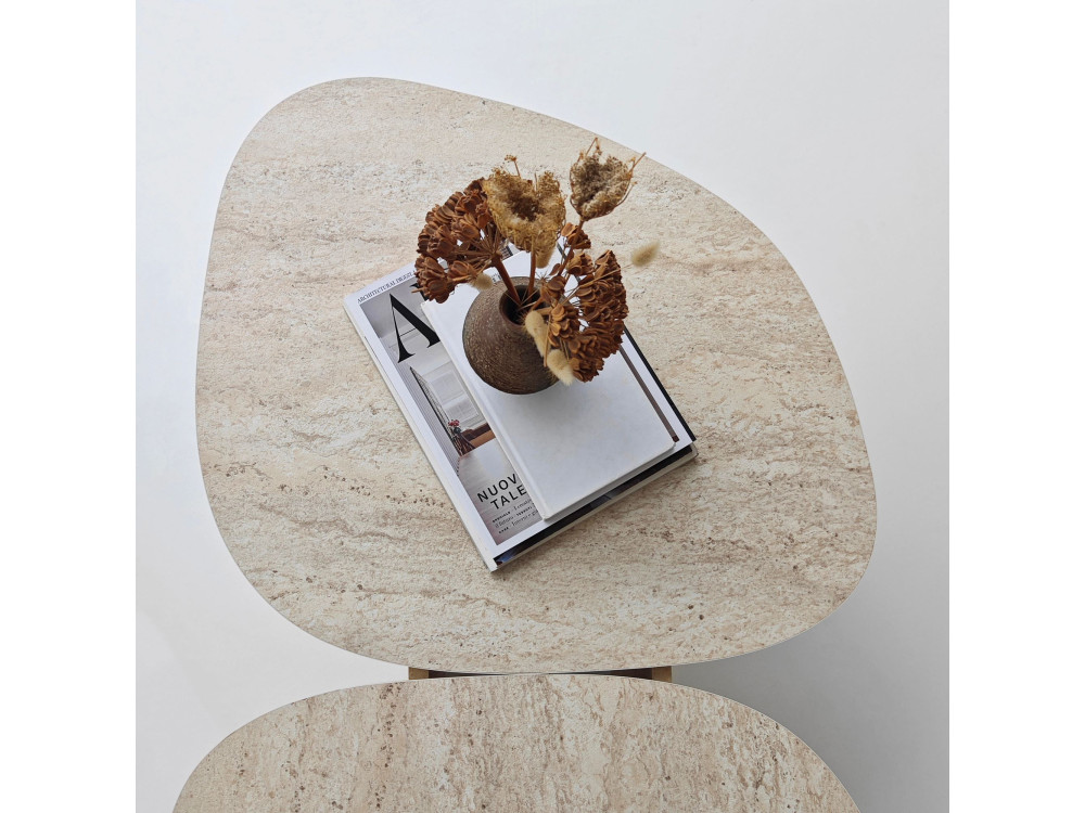 Houten salontafel "Stones" 125 x 60 x 38 cm - Travertin