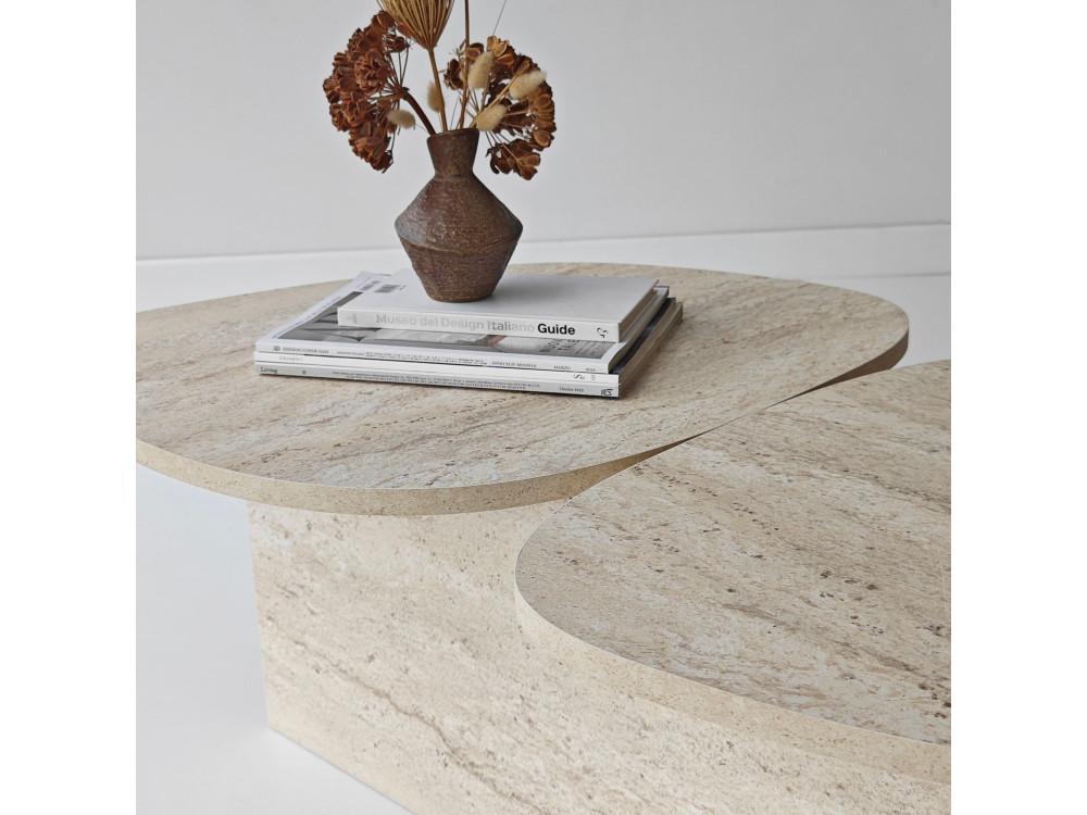 Houten salontafel "Stones" 125 x 60 x 38 cm - Travertin