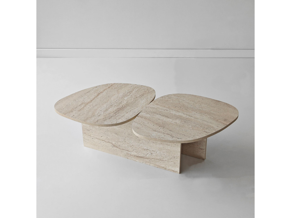 Houten salontafel "Stones" 125 x 60 x 38 cm - Travertin