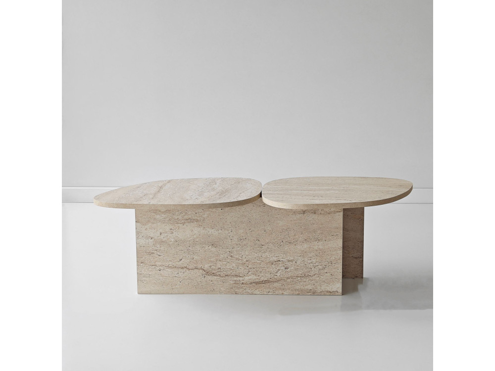 Houten salontafel "Stones" 125 x 60 x 38 cm - Travertin