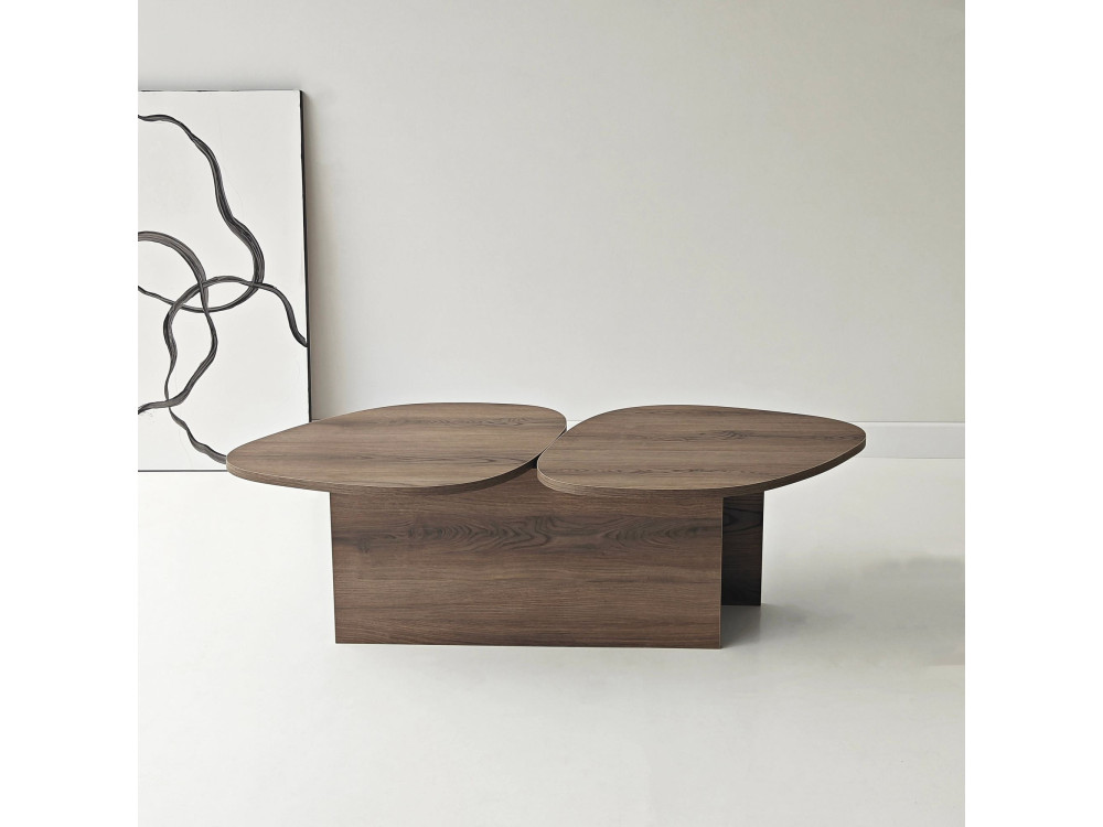 Houten salontafel "Stones" 125 x 60 x 38 cm - Notelaar