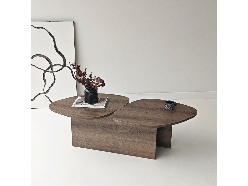 Houten salontafel "Stones" 125 x 60 x 38 cm - Notelaar