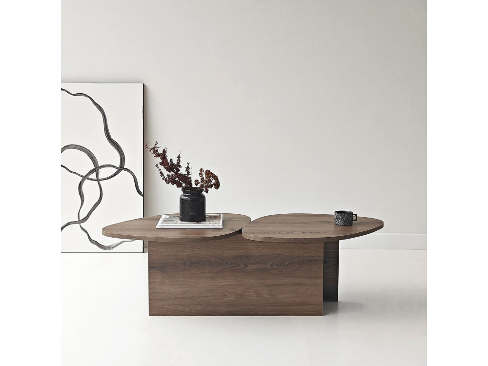 Houten salontafel "Stones" 125 x 60 x 38 cm - Notelaar