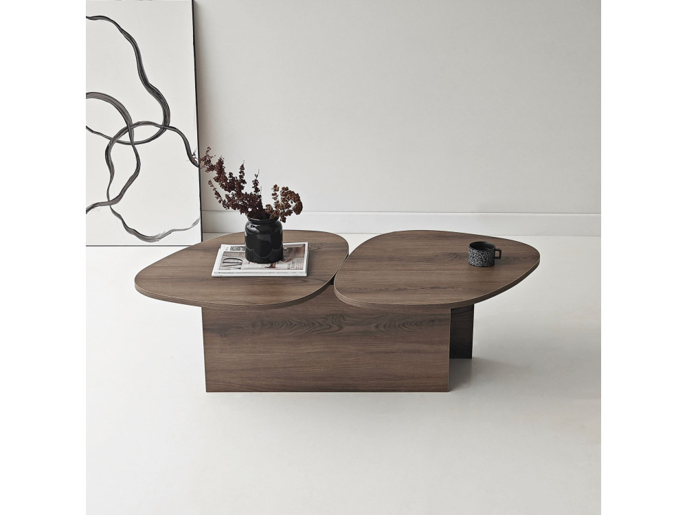 Houten salontafel "Stones" 125 x 60 x 38 cm - Notelaar