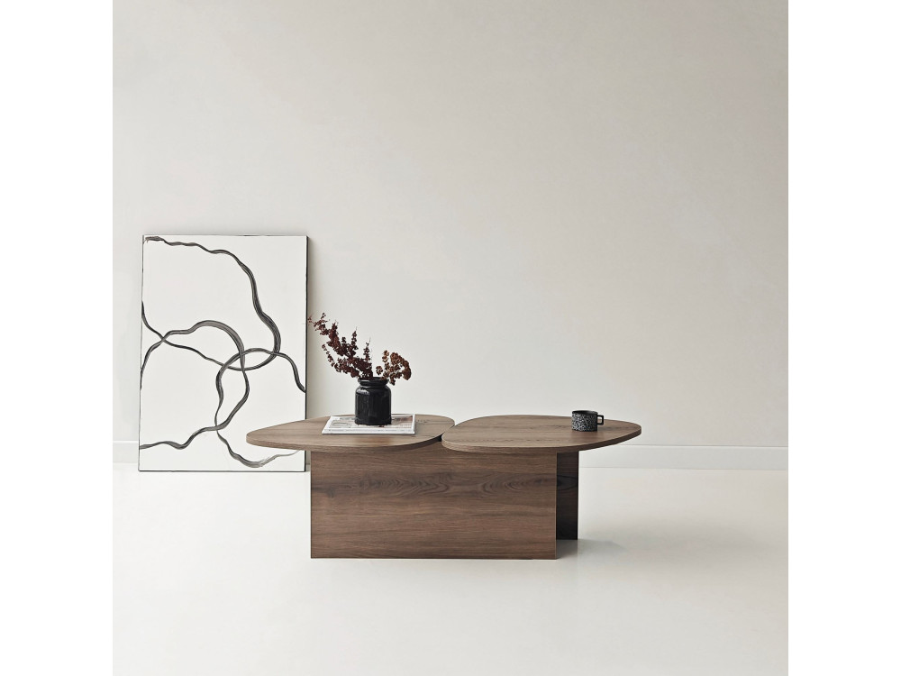 Houten salontafel "Stones" 125 x 60 x 38 cm - Notelaar
