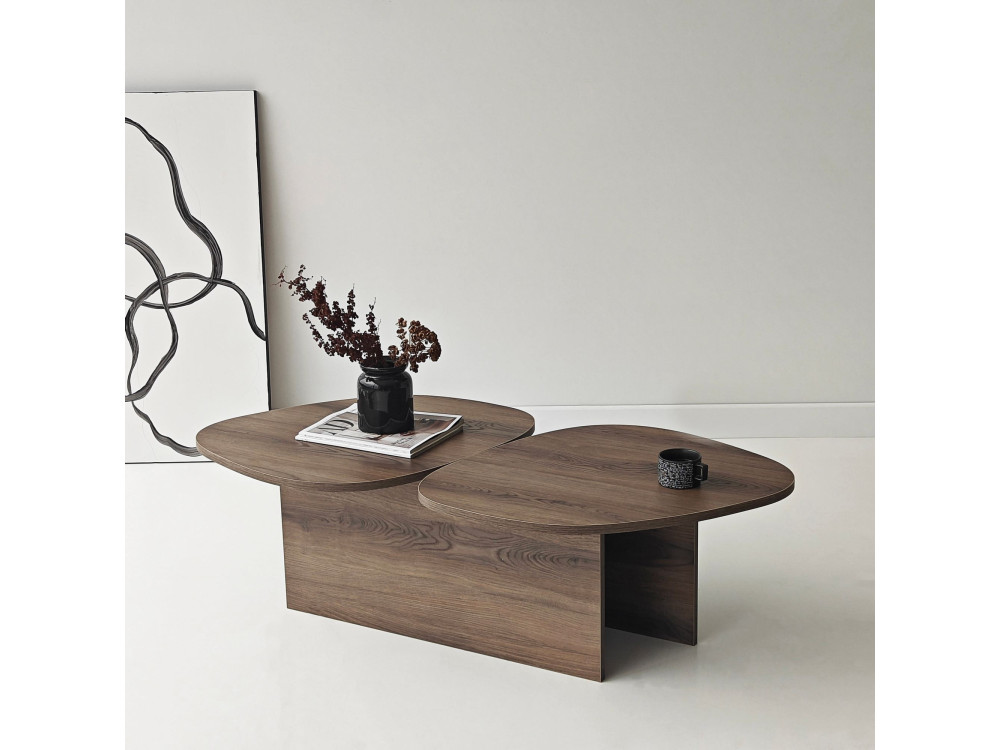 Houten salontafel "Stones" 125 x 60 x 38 cm - Notelaar