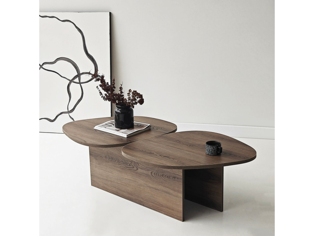 Houten salontafel "Stones" 125 x 60 x 38 cm - Notelaar