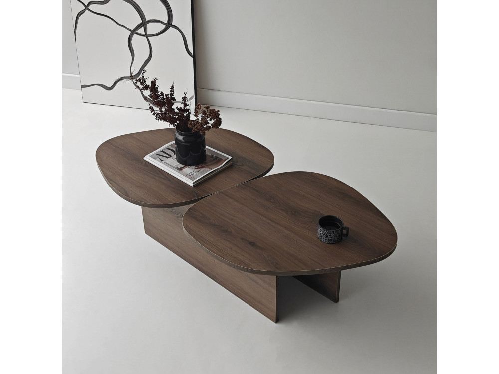 Houten salontafel "Stones" 125 x 60 x 38 cm - Notelaar