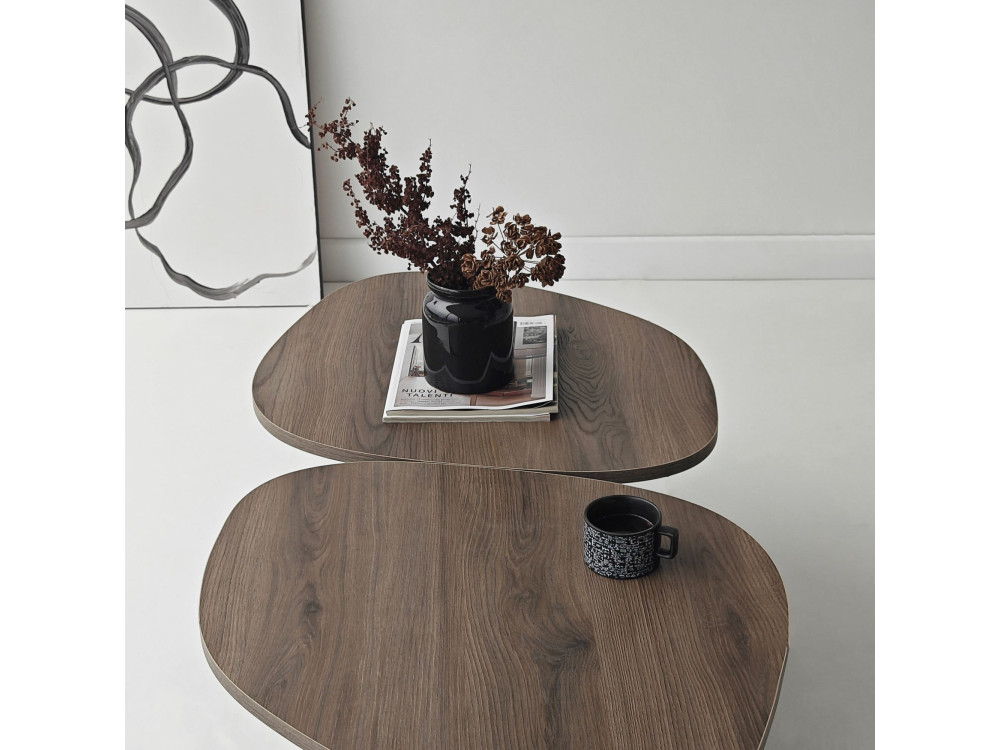 Houten salontafel "Stones" 125 x 60 x 38 cm - Notelaar