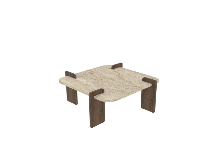 Houten salontafel "Afrolli" - 90 x 90 x 35 cm - Travertin