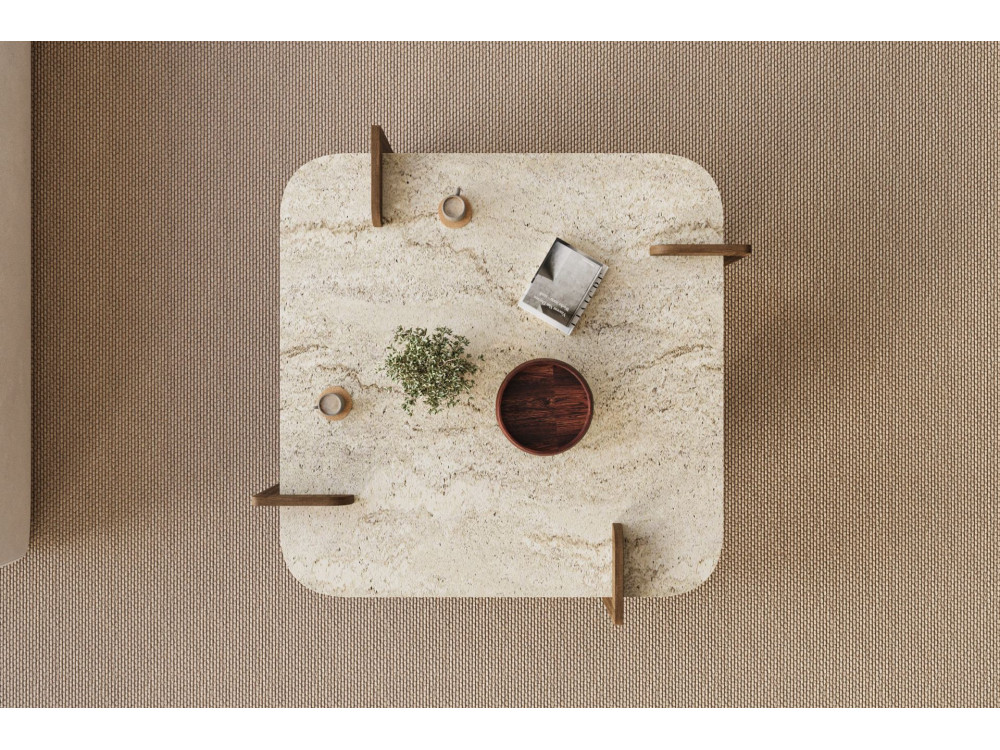 Houten salontafel "Afrolli" - 90 x 90 x 35 cm - Travertin