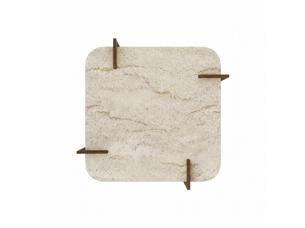 Houten salontafel "Afrolli" - 90 x 90 x 35 cm - Travertin