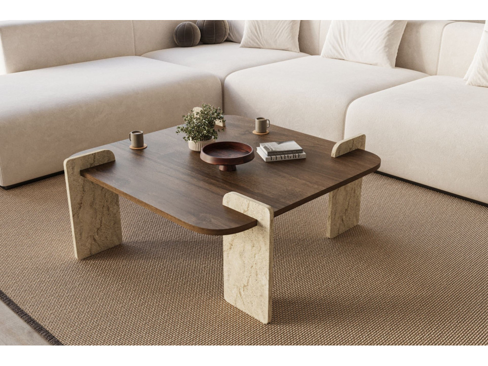 Afrolli" houten salontafel - 90 x 90 x 35 cm - Bruin