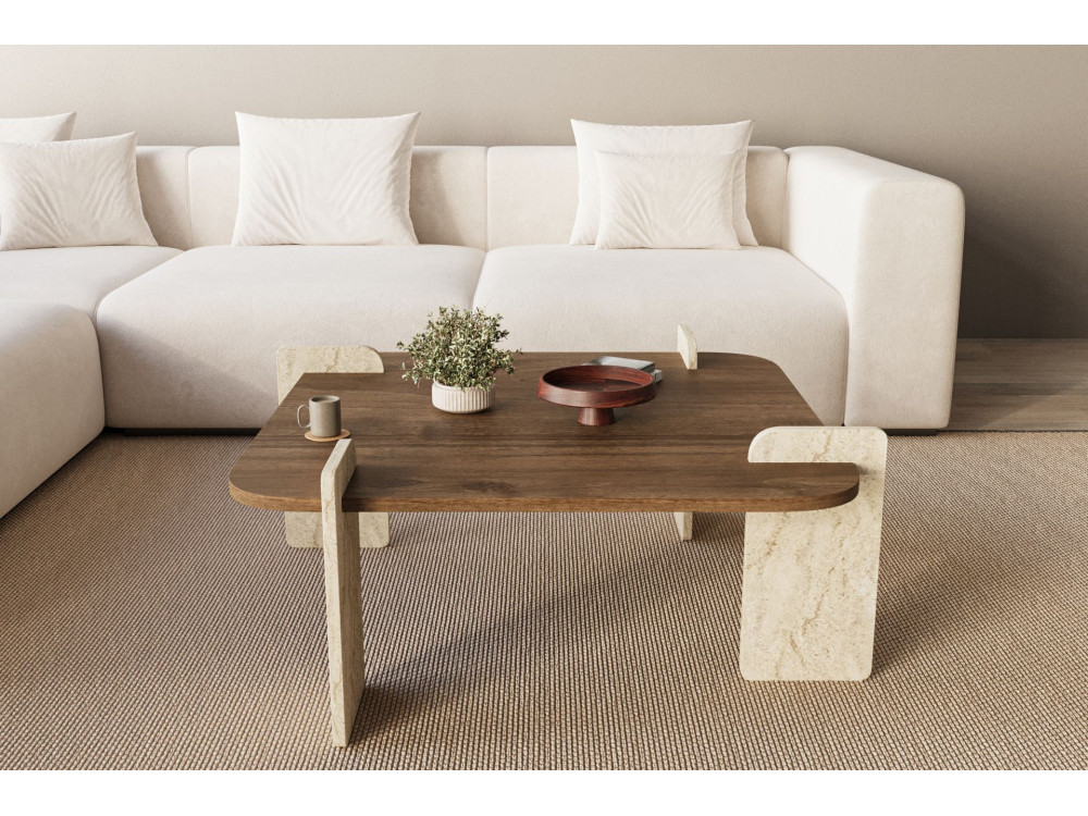 Afrolli" houten salontafel - 90 x 90 x 35 cm - Bruin