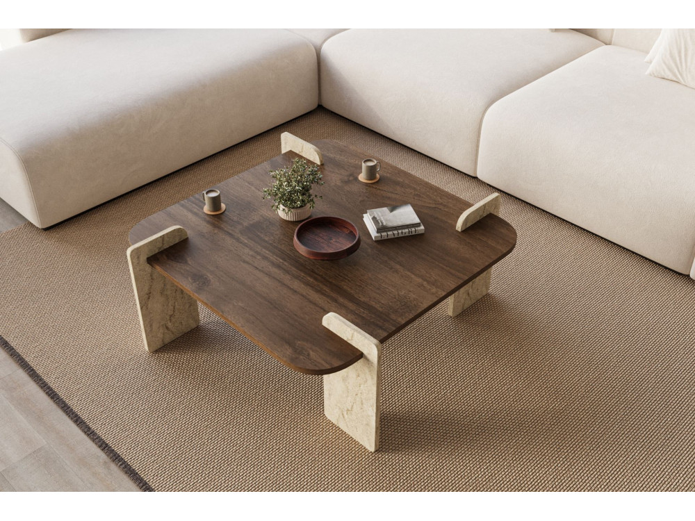 Afrolli" houten salontafel - 90 x 90 x 35 cm - Bruin