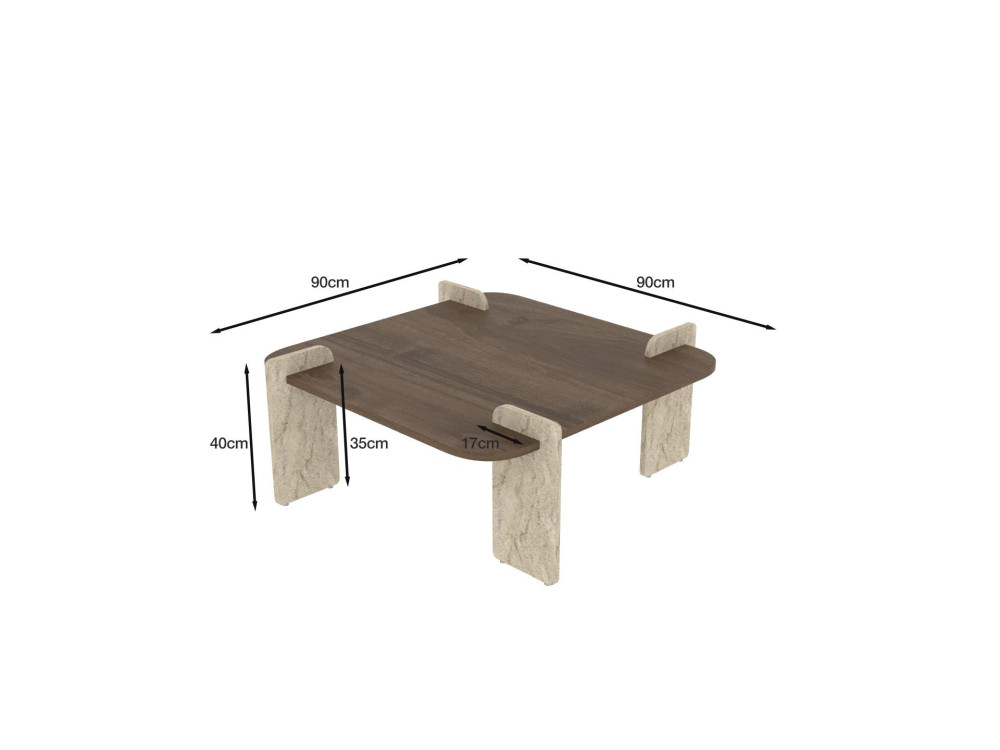 Afrolli" houten salontafel - 90 x 90 x 35 cm - Bruin
