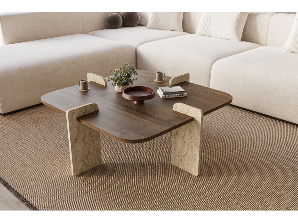 Houten salontafel "Poalla" - 90 x 90 x 35 cm - Bruin