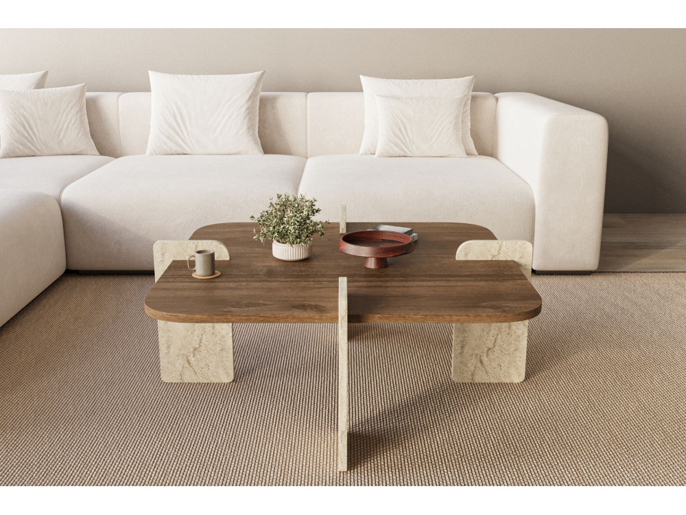 Houten salontafel "Poalla" - 90 x 90 x 35 cm - Bruin