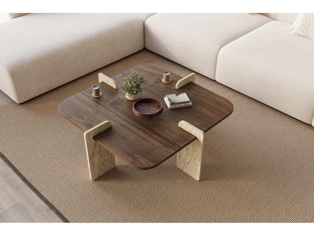 Houten salontafel "Poalla" - 90 x 90 x 35 cm - Bruin