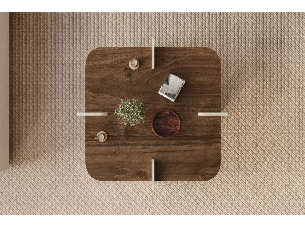 Houten salontafel "Poalla" - 90 x 90 x 35 cm - Bruin