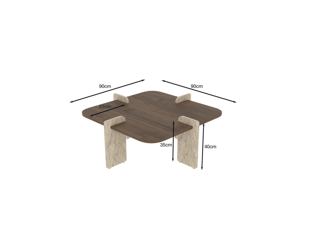 Houten salontafel "Poalla" - 90 x 90 x 35 cm - Bruin