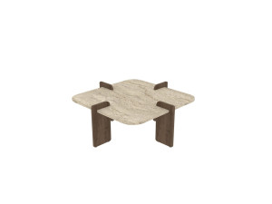 Houten salontafel "Poalla" - 90 x 90 x 35 cm - Travertin