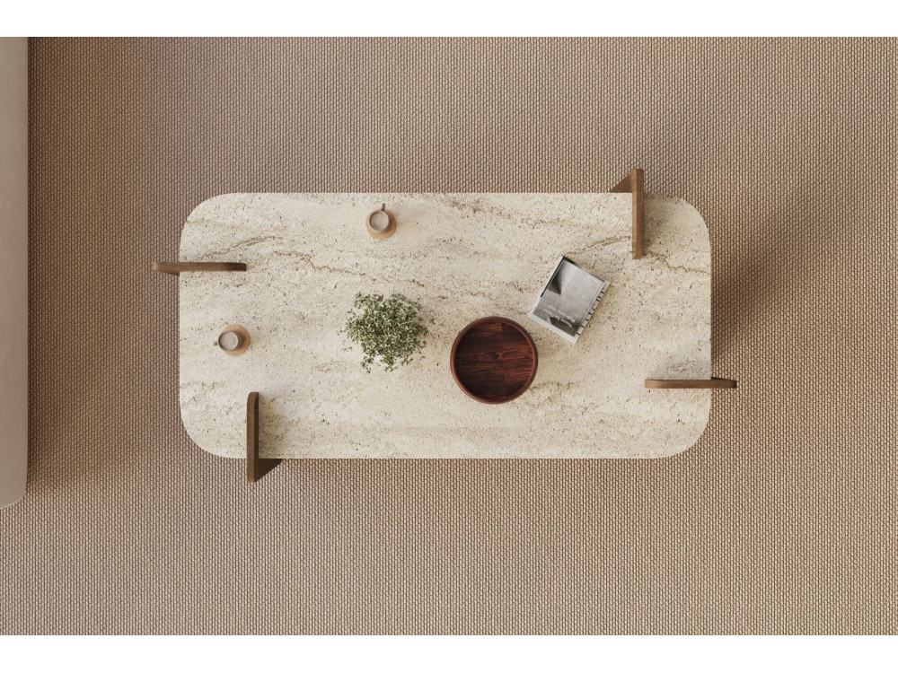 Houten salontafel "Leapiri" - 120 x 60 x 35 cm - Travertin