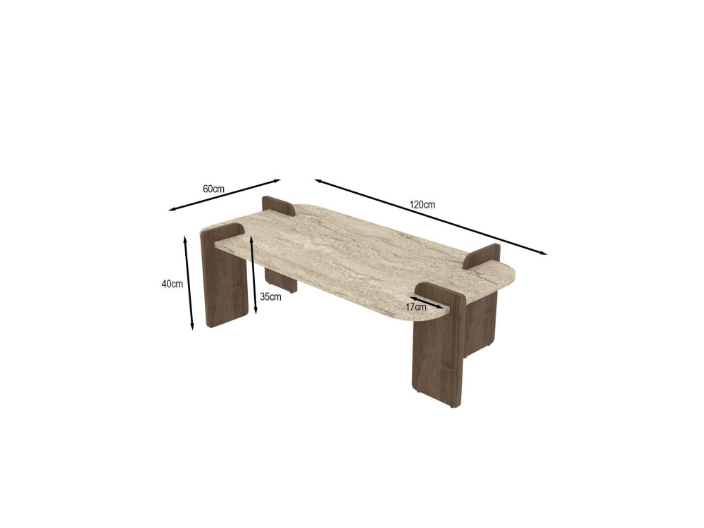 Houten salontafel "Leapiri" - 120 x 60 x 35 cm - Travertin