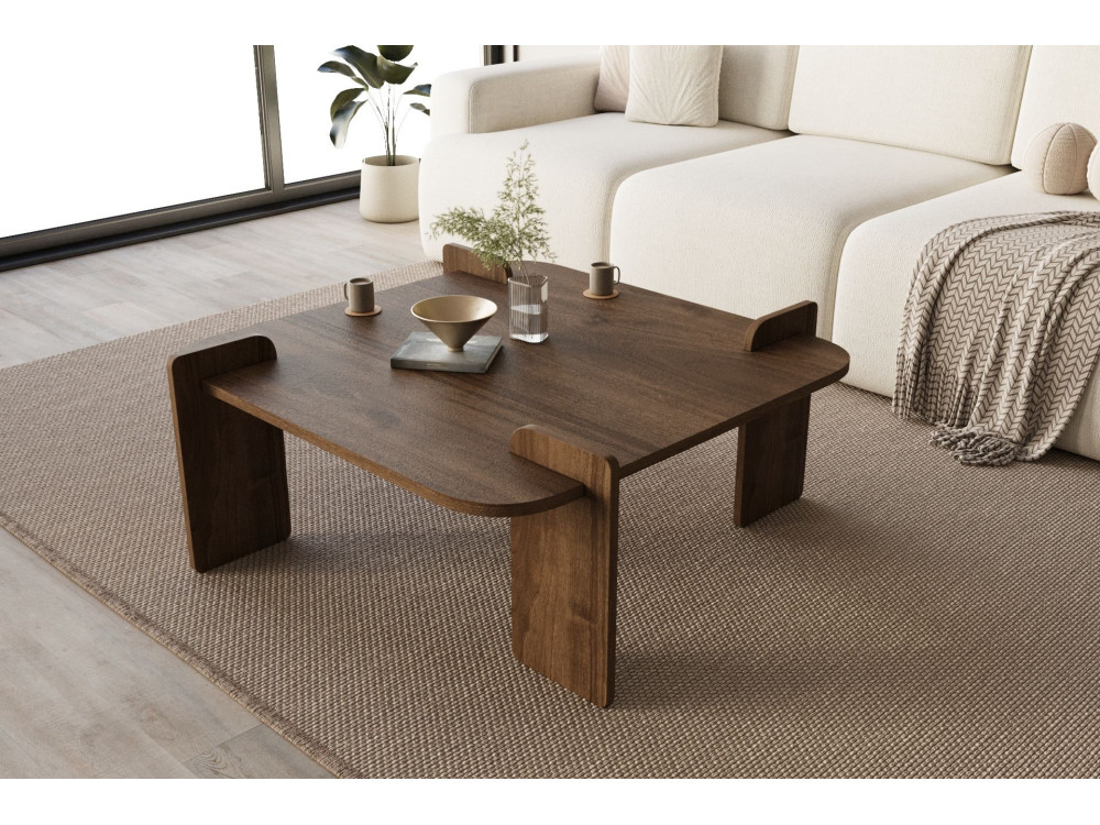 Woog" houten salontafel 90 x 90 x 35 cm - Notelaar