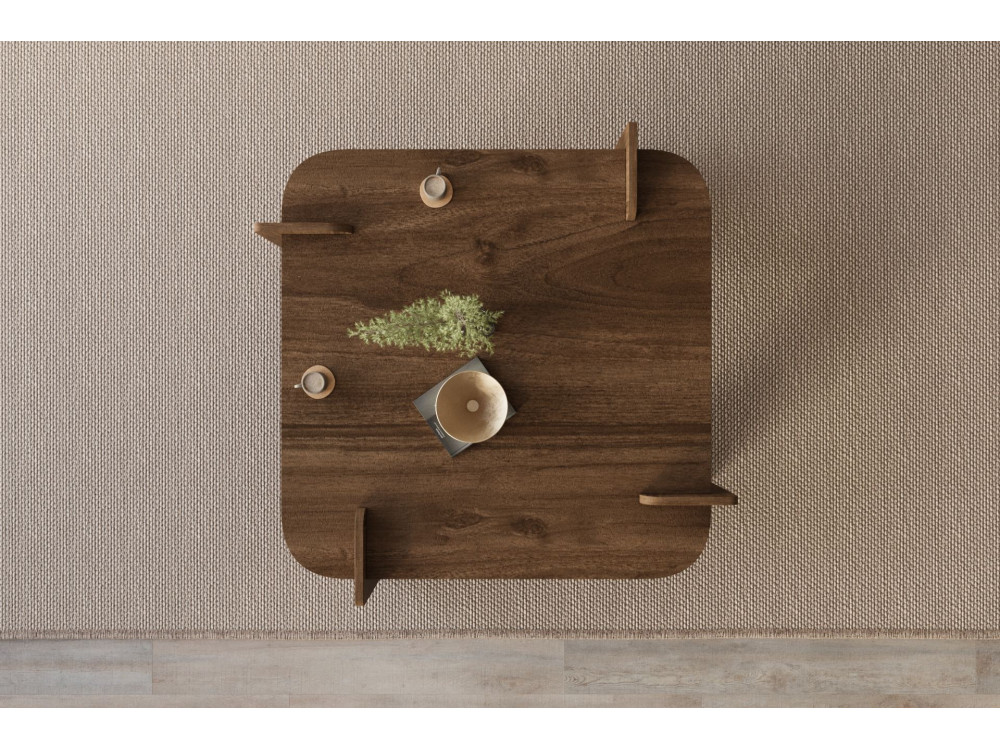 Woog" houten salontafel 90 x 90 x 35 cm - Notelaar