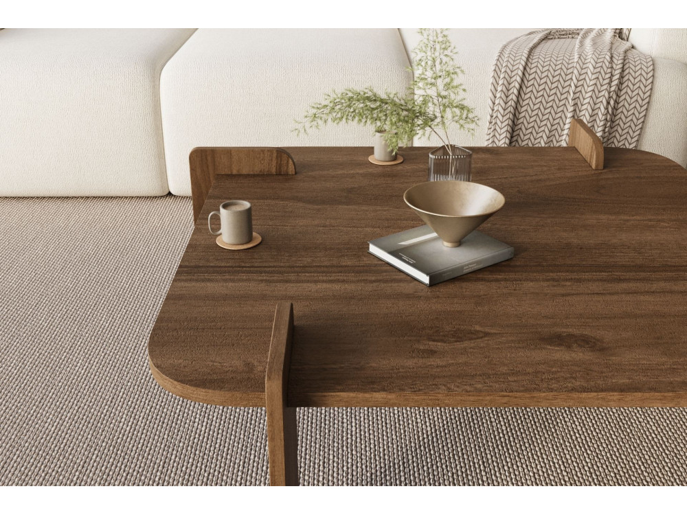Woog" houten salontafel 90 x 90 x 35 cm - Notelaar