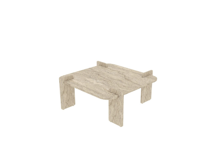 Houten salontafel "Woog" 90 x 90 x 35 cm - Travertin