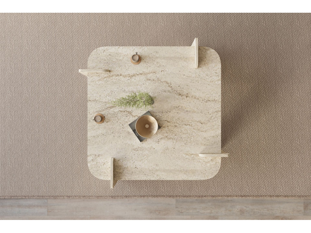 Houten salontafel "Woog" 90 x 90 x 35 cm - Travertin